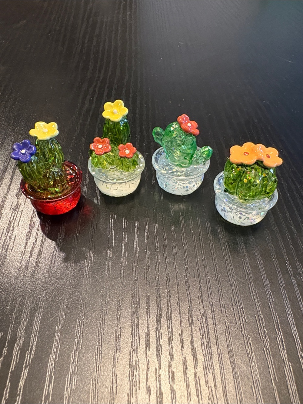 Glass Cactus Figurines -Set of 4